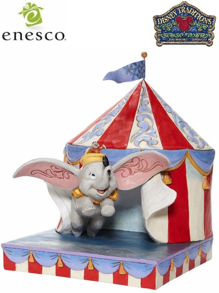 Disney Traditions Dumbo Flying out of Tent Scene Over the Big Top Statue